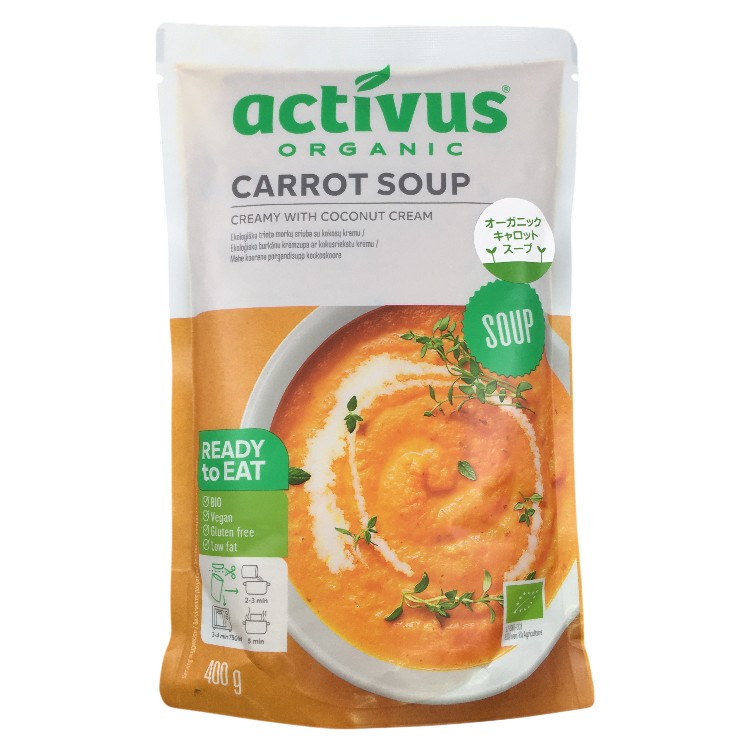activus オーガニックキャロットスープ 400g×1個 人参 野菜 ポタージュ 健康 離乳食 缶 鮮やか