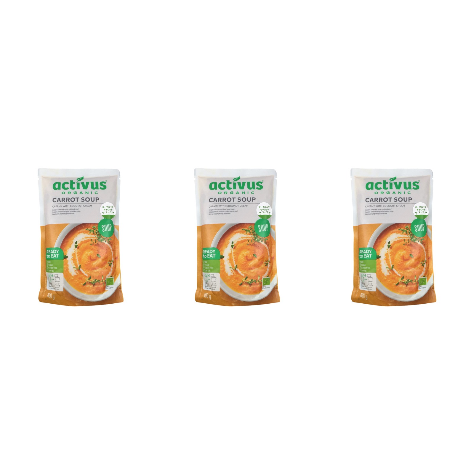 activus オーガニックキャロットスープ 400g×3個 人参 野菜 ポタージュ 健康 離乳食 缶 鮮やか