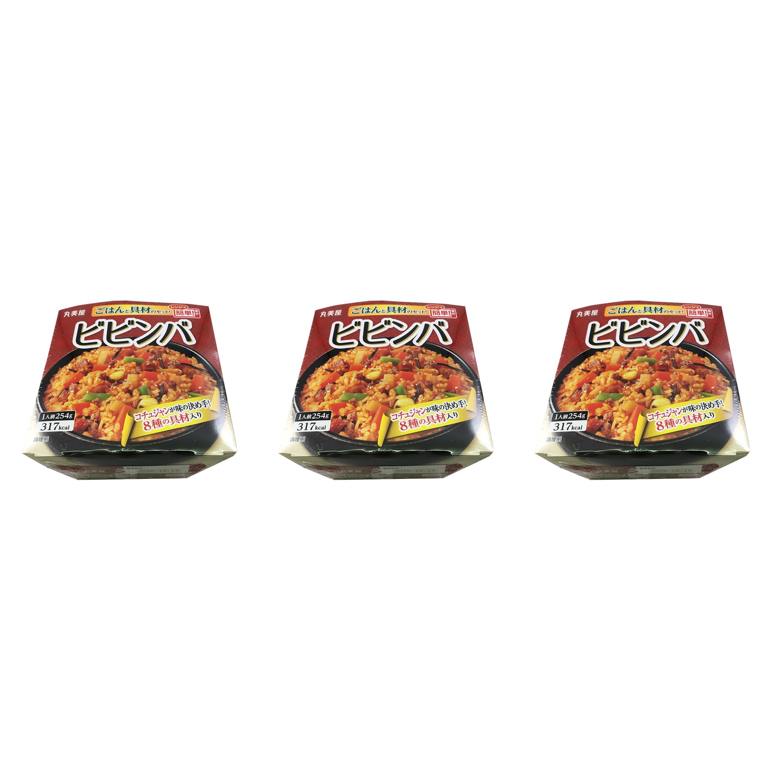 丸美屋 ビビンバ ごはん付き 254g(ごはん160g、具材94g)×3個 韓国料理 混ぜご飯 辛口 野菜たっぷり 炊き込み カップ飯 軽食