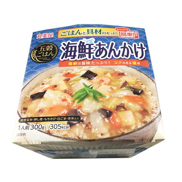 丸美屋 五穀ごはん 海鮮あんかけ ごはん付き 300g(ごはん150g、具材150g)×1個 雑穀米 ヘルシー 魚介 エビ 栄養バランス 低カロリー 満足感