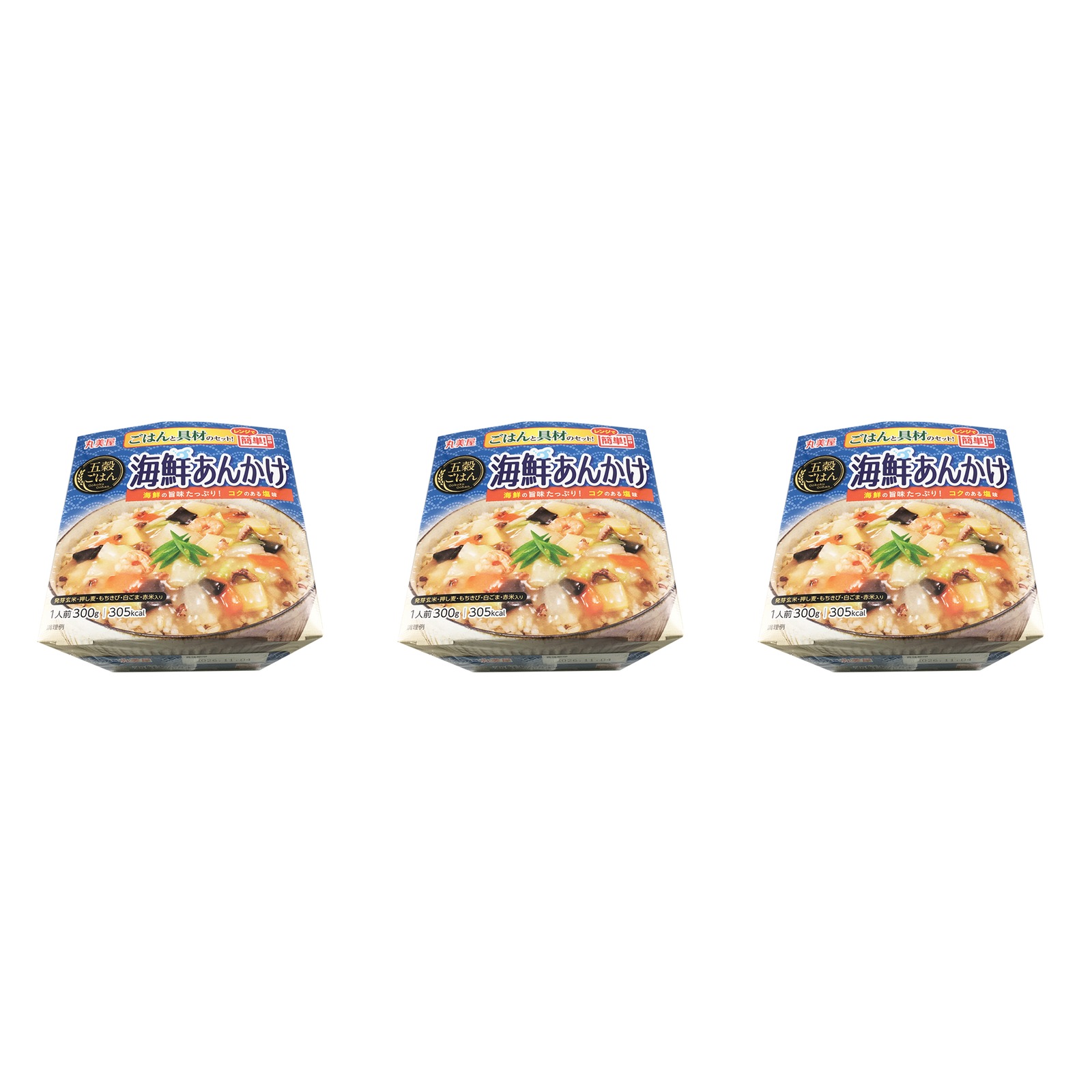 丸美屋 五穀ごはん 海鮮あんかけ ごはん付き 300g(ごはん150g、具材150g)×3個 雑穀米 ヘルシー 魚介 エビ 栄養バランス 低カロリー 満足感