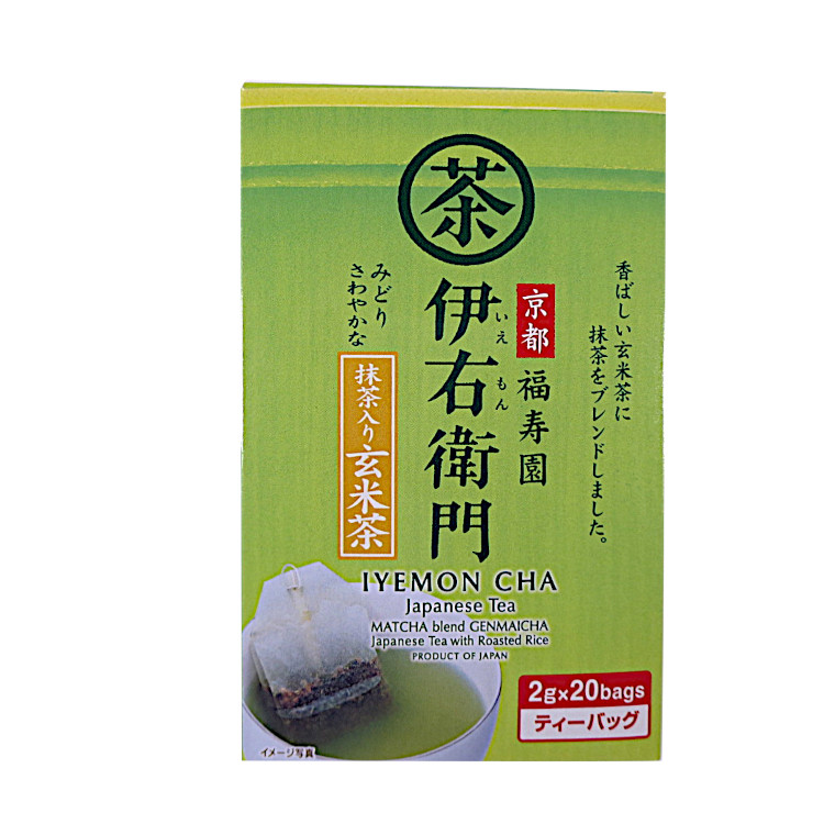 宇治の露製茶 京都福寿園 伊右衛門 抹茶入り 玄米茶ティーバッグ 40g×1個 玄米茶 日本茶 抹茶 ティーバッグ 飲料 緑茶 贈り物