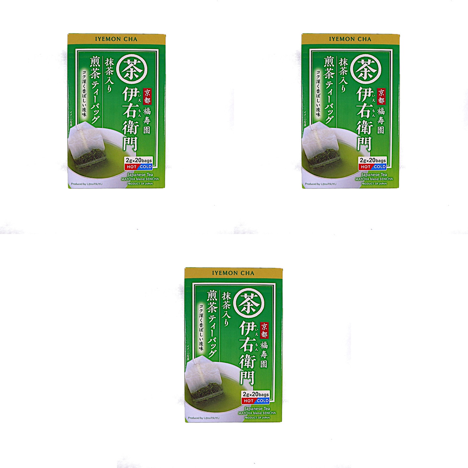 宇治の露製茶 京都福寿園 伊右衛門 抹茶入り 煎茶ティーバッグ 40g×3個 煎茶 日本茶 抹茶 ティーバッグ 飲料 緑茶 贈り物