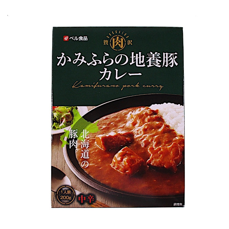 ベル食品 かみふらの地養豚カレー 200g×1個 レトルトカレー 豚肉 北海道土産 昼食 保存食 辛口 惣菜