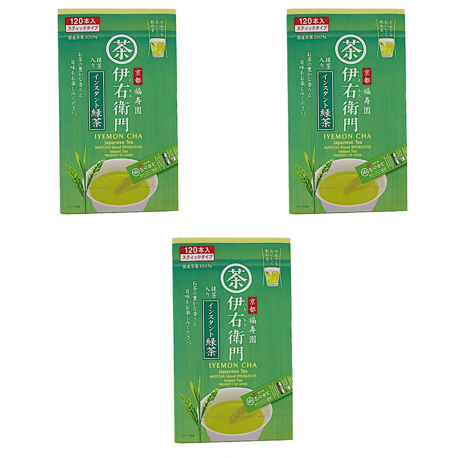 京都福寿園 伊右衛門 インスタント抹茶入り緑茶スティック 96g 宇?治?の?露?製?茶?×3個 粉末茶 スティックタイプ 煎茶 持ち運び 溶けやすい 飲料