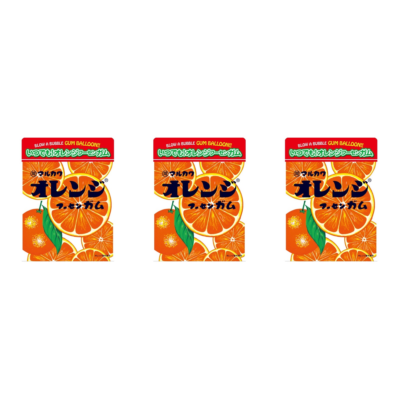 マルカワ チャック袋オレンジフーセンガム 47g×3個 駄菓子 ガム おやつ 子供会 遠足 菓子 徳用