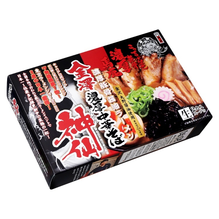 久保田麺業 新・金澤濃厚中華そば神仙 312g(2食入り)×1個 豚骨醤油 麺類 ご当地グルメ 有名店 昼食 生麺 石川県