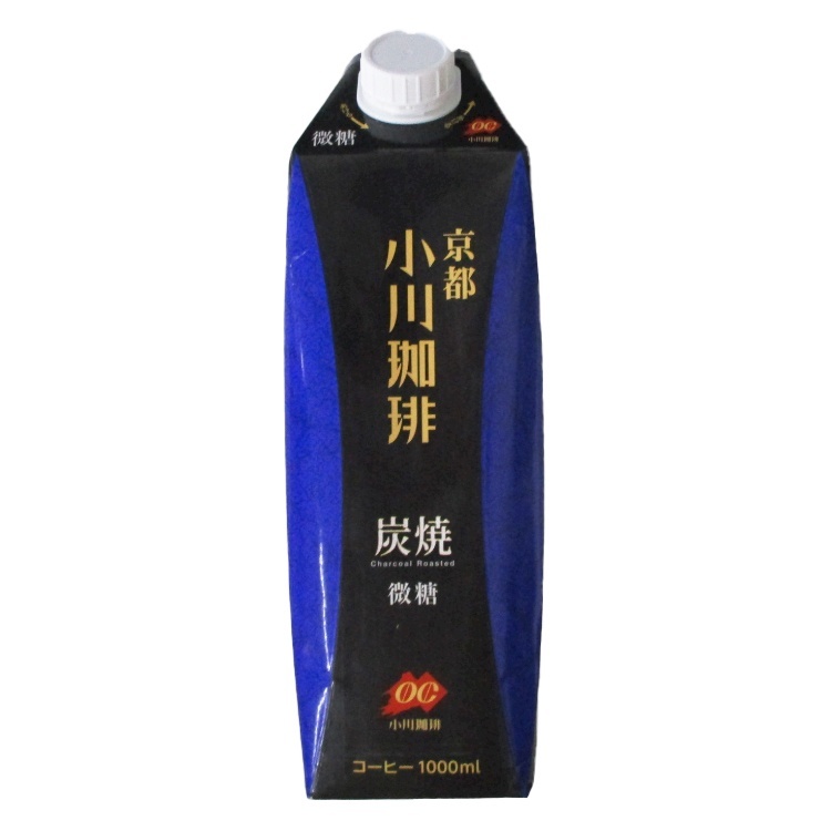 小川珈琲 炭焼きコーヒー微糖 1000ml×1個 アイスコーヒー 炭焼 飲料 微糖 ネルドリップ 紙パック 喫茶店