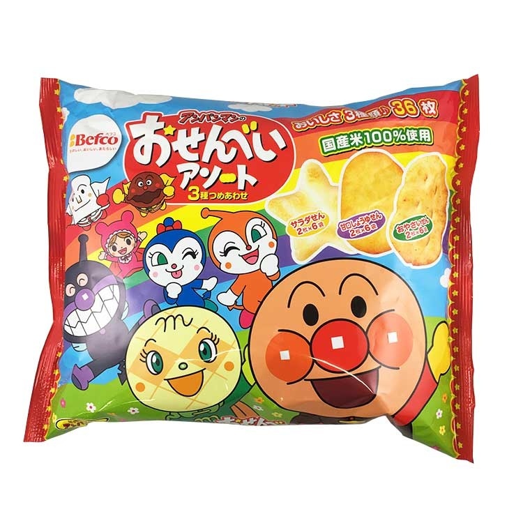 アンパンマンのおせんべいアソート3種つめあわせ 36枚入り 栗?山?米?菓?×1個 ベビーフード 子供 菓子 詰め合わせ キャラクター 離乳食 おやつ