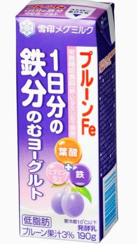 雪印メグミルク プルーンFeのむヨーグルト 190g×1個 冷蔵 のむヨーグルト ボトル プルーン 鉄分補給 飲みきり