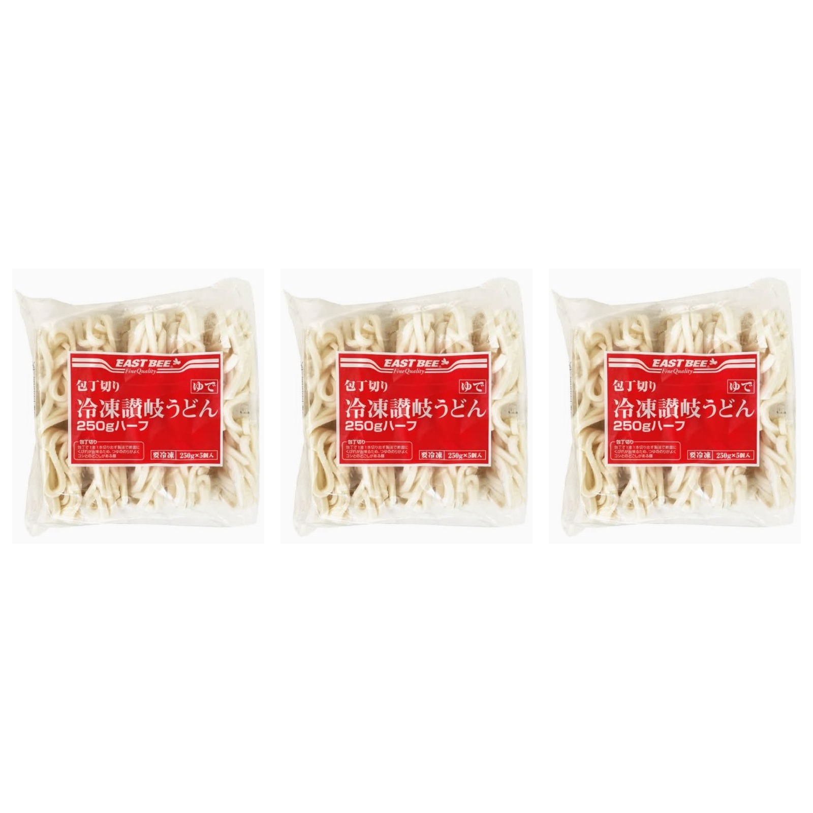 EASTBEE 包丁切り冷凍讃岐うどんハーフ 250ｇ×5食入×3個 コシ もっちり レンジフード 簡単調理 一人暮らし ?料理