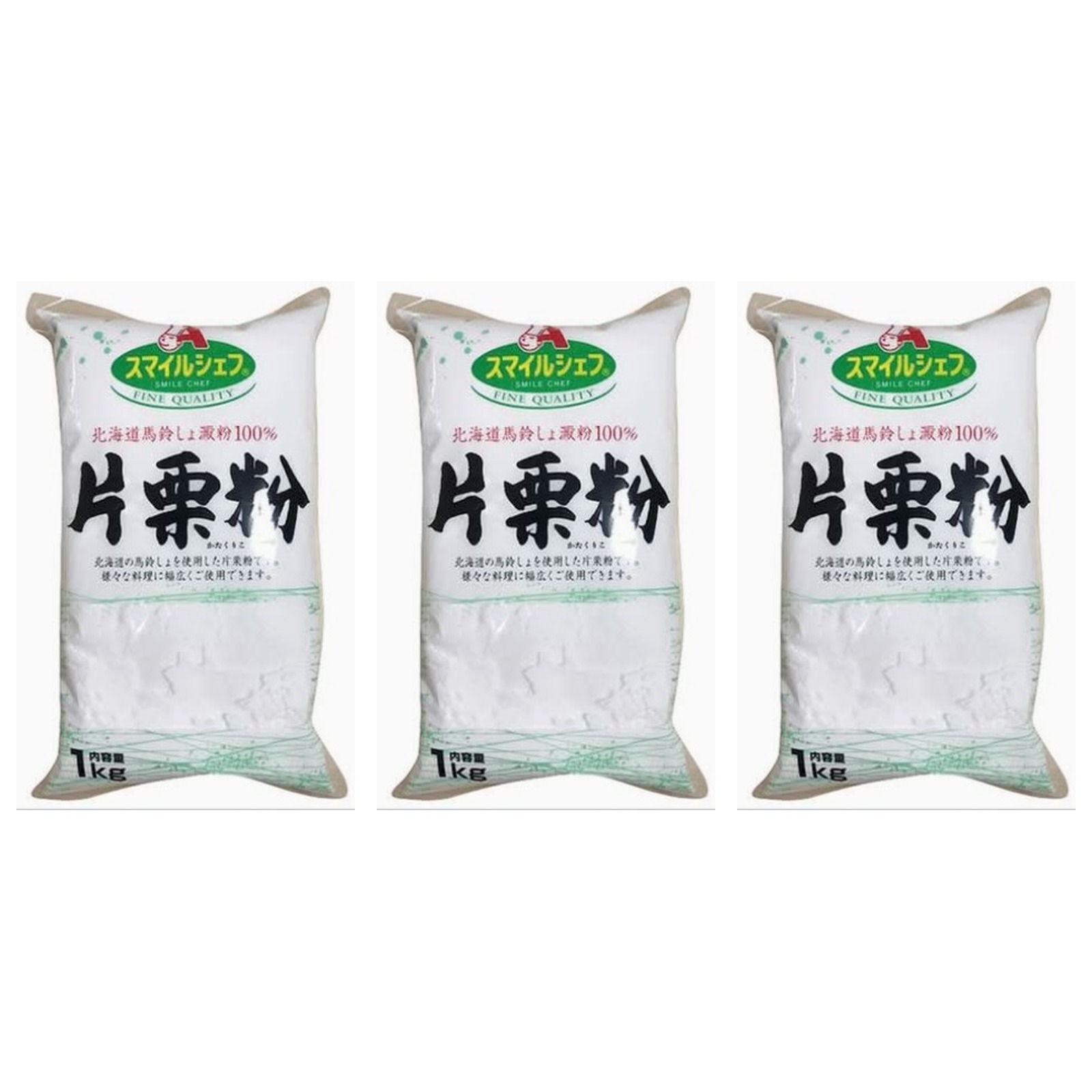 スマイルシェフ 北海道産馬鈴しょ殿粉100％ 片栗粉 1kｇ×3個 トロミ とろみ あんかけ かたくり粉