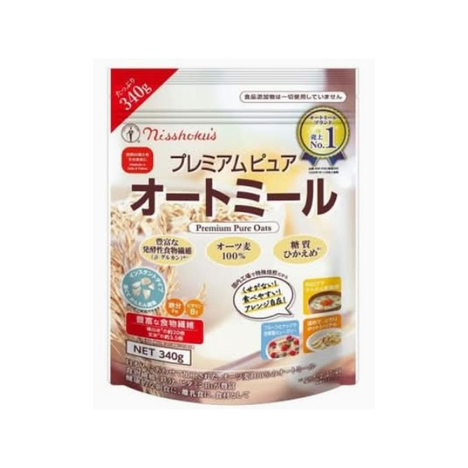 日本食品製造 プレミアムピュアオートミール 340g×1個 オートミール オーツ 糖質控えめ 健康