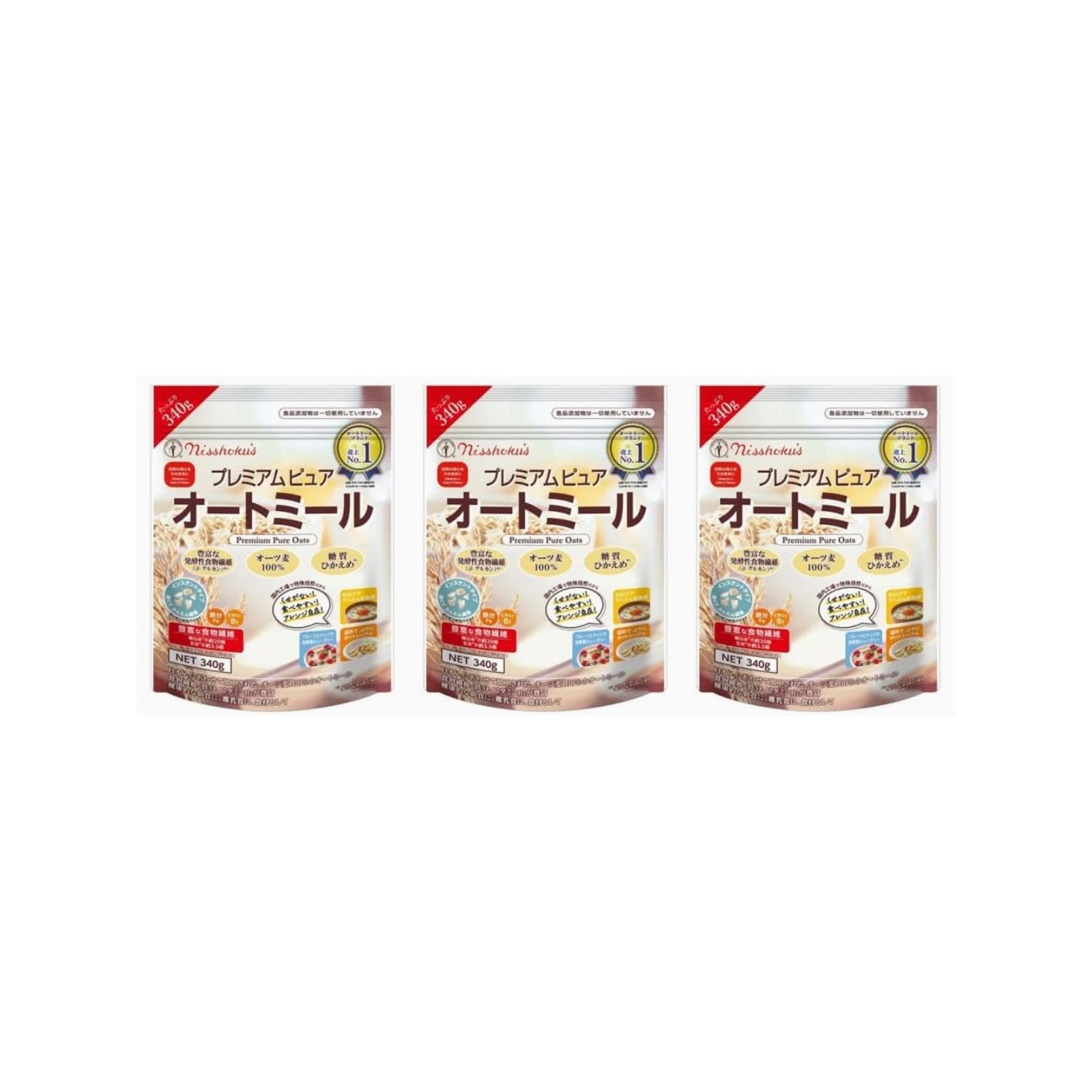 日本食品製造 プレミアムピュアオートミール 340g×3個 オートミール オーツ 糖質控えめ 健康