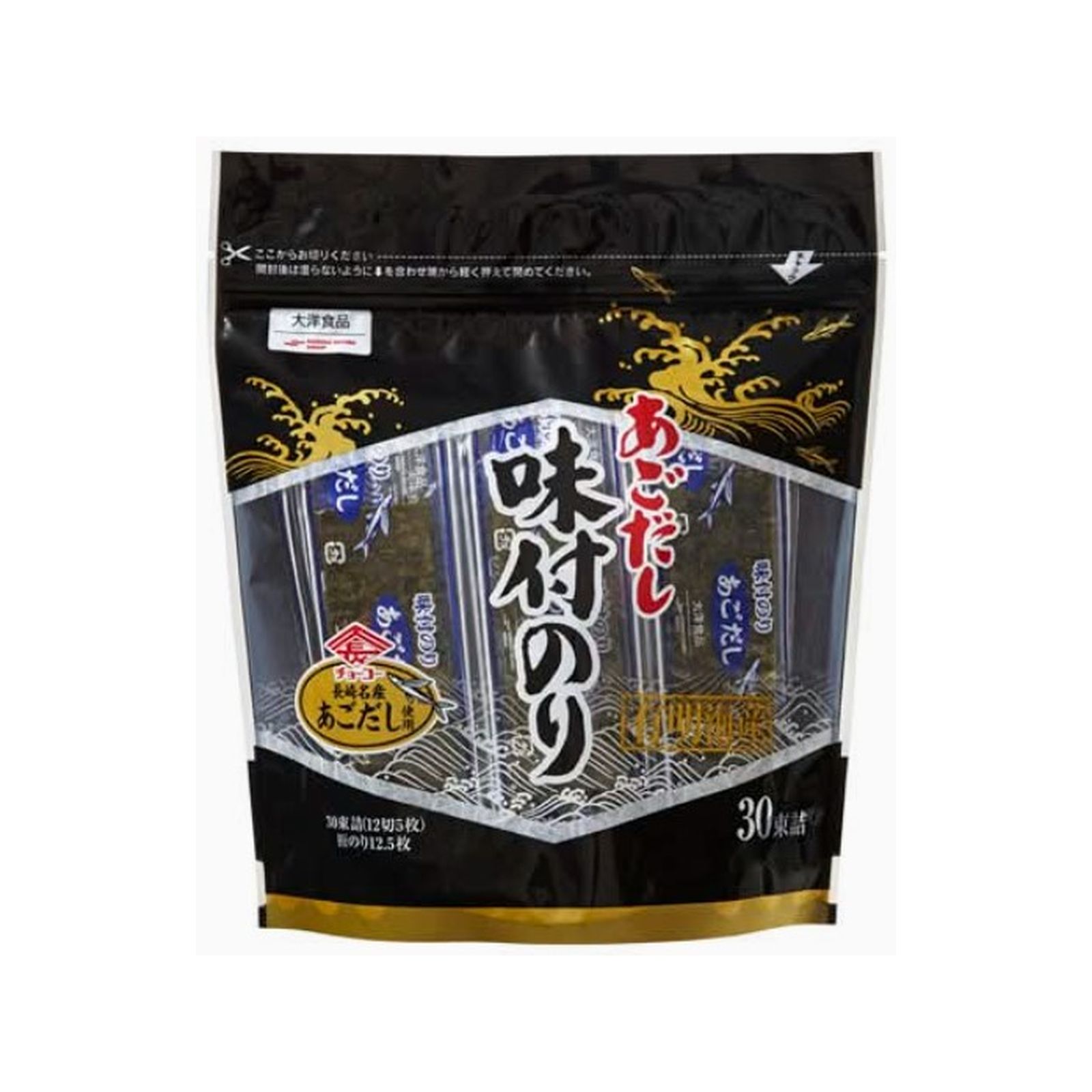 大洋食品 あごだし味付のり全形12,5枚分 30束×1個 乾物 あごだし 味付き海苔 ご飯のお供