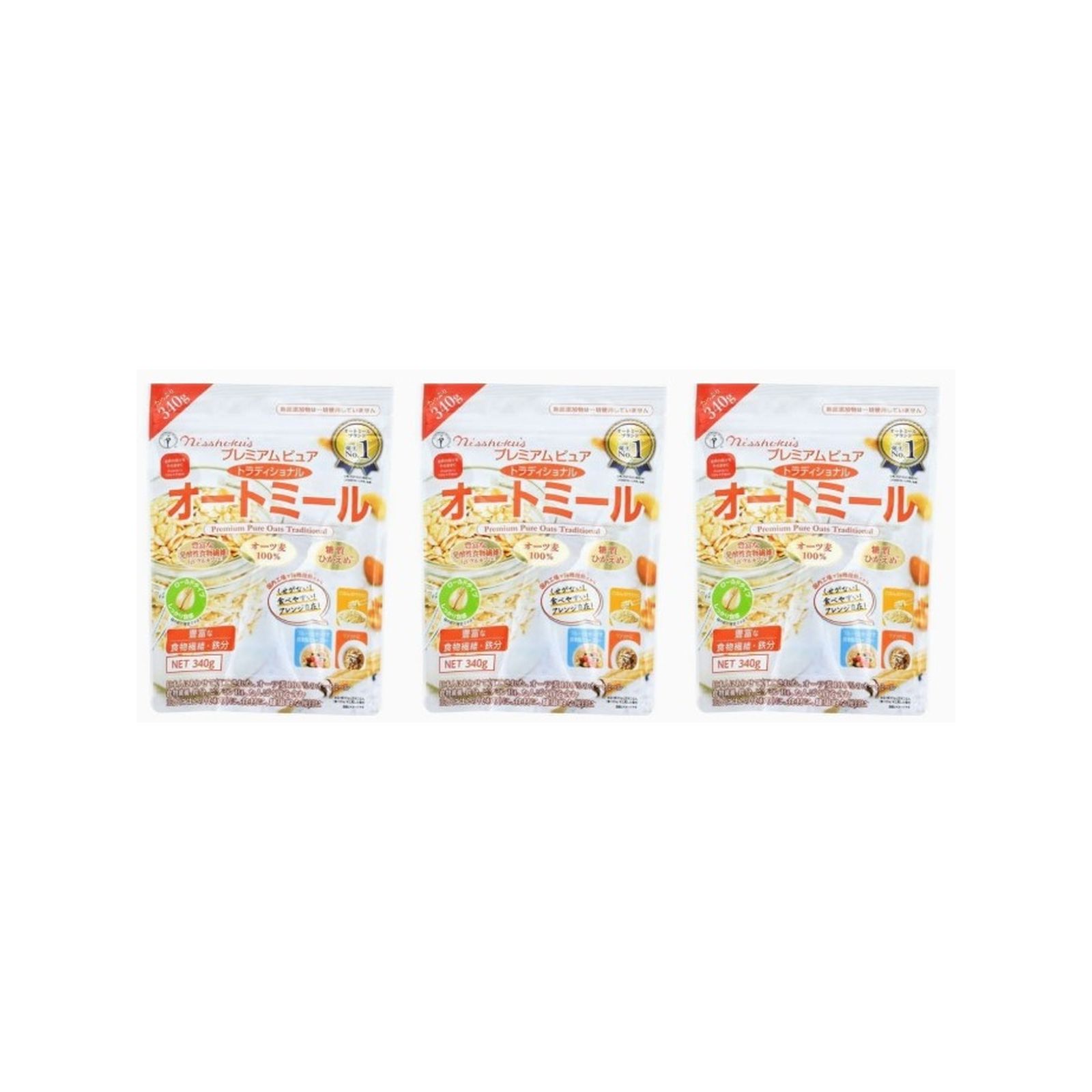 日本食品製造 プレミアムピュアトラディショナルオートミール 340g×3個 オートミール オーツ麦 シリアル フレーク 健康