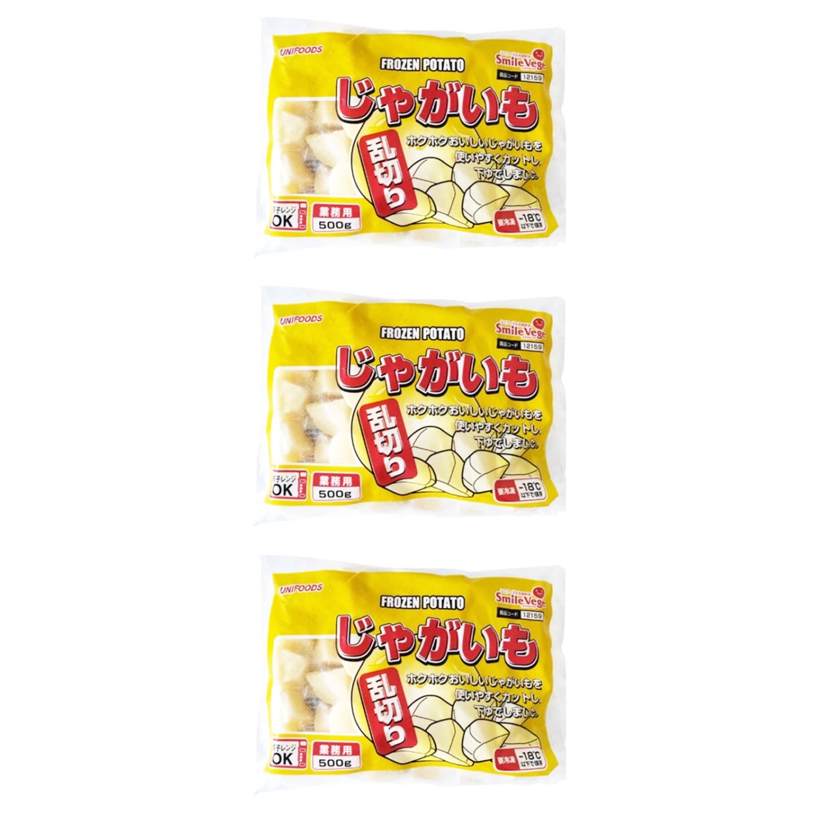 ユニフーズ ジャガイモ乱切 1袋(500g)×3個 揚げ物 お弁当 おかず ぽてと 大容量 冷凍