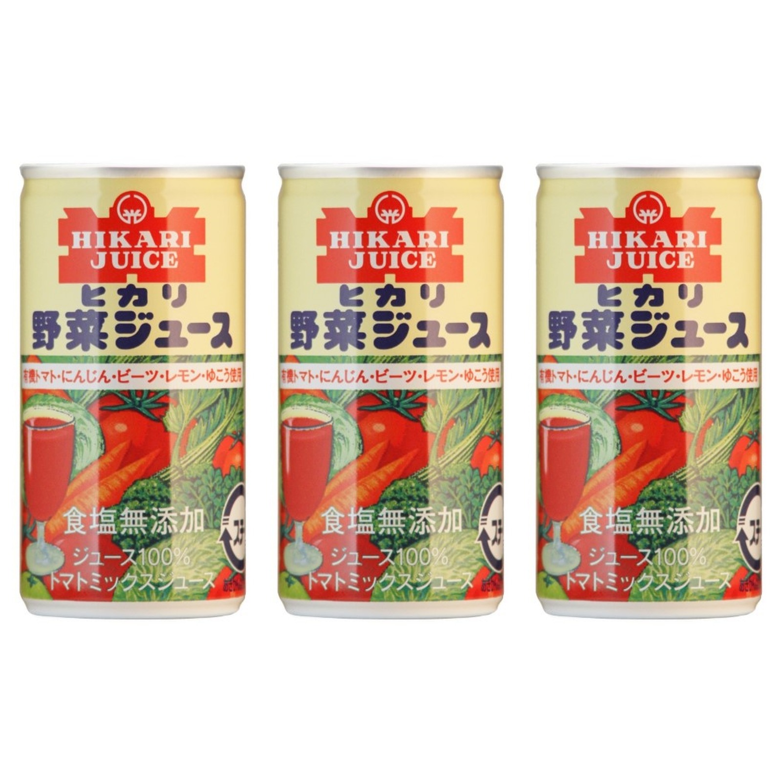 ヒカリ 野菜ジュース 無塩 190g×3個 ジュース 飲み物 缶じゅーす