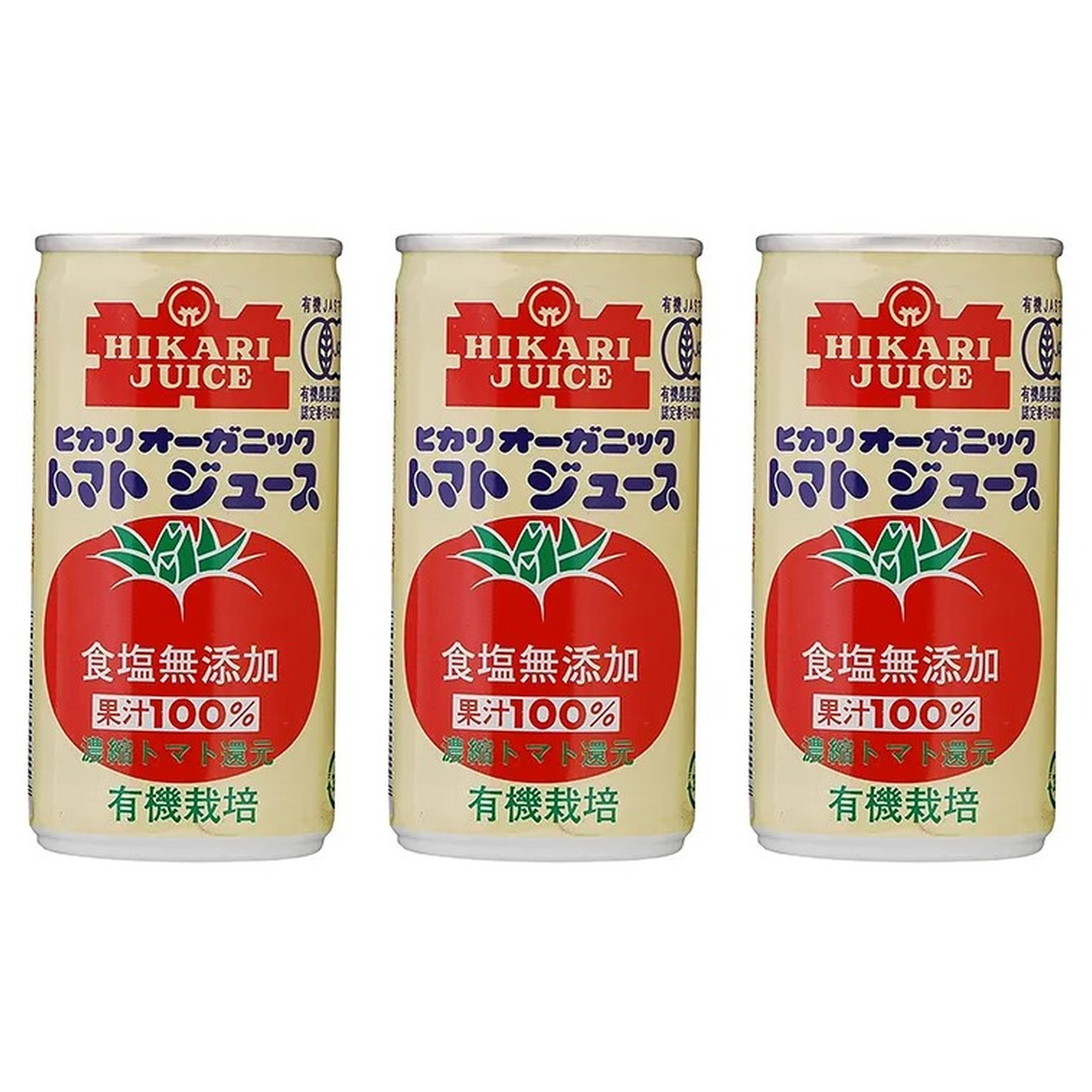 ヒカリ オーガニックトマトジュース 無塩 1缶190g×3個 ジュース 飲み物 缶じゅーす オーガニック