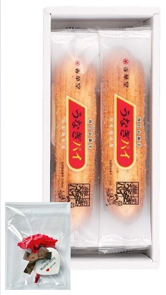 母の日 カーネーション付き ギフト 春華堂 うなぎパイ 1箱12本入×1個 プリザ 2026 お菓子作り 紙袋付き 花はイメージ図です