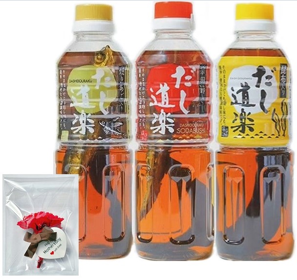 母の日 カーネーション付き ギフト だし道楽セット×1個 プリザ 2026 調味料 和食 花はイメージ図です