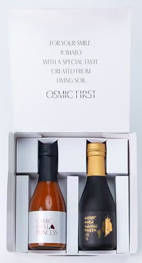 オスミックファースト フルーツトマトジュース180ml 2本セット(GRAND QUEEN・PRINCESS)×1個 手土産 差し入れ プレゼント ミニとまと 健康 ショッパー付き