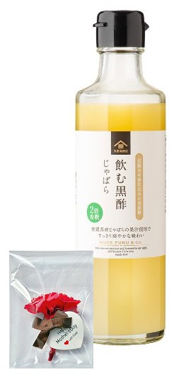 母の日 ギフト 食品 カーネーション付き 久世福 飲む酢 じゃばら(2倍希釈) 250ml×1個 セット 贈答  2026 ショッパー付き プリザ 花はイメージ図です