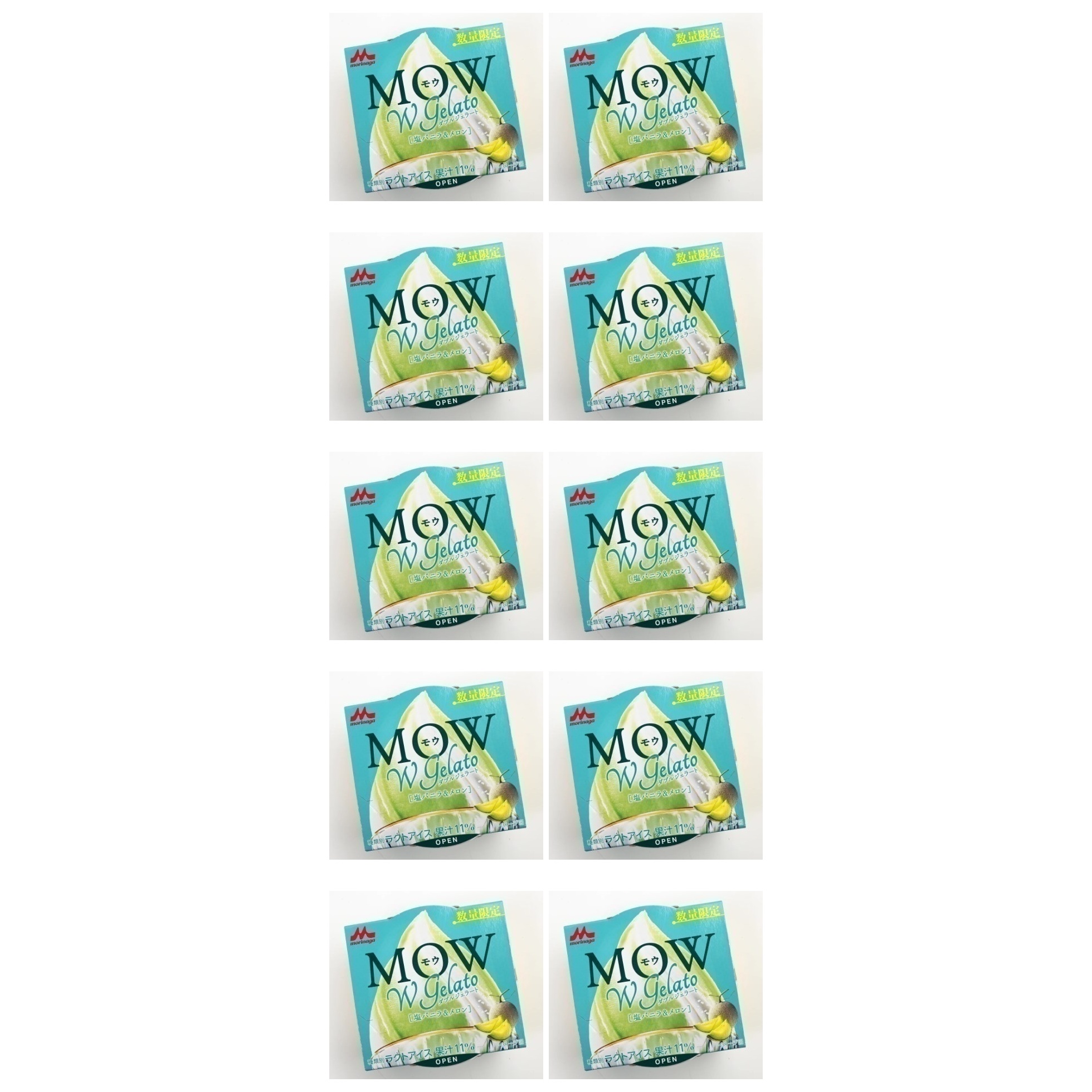 森永 MOW(モウ) Wジェラート 塩バニラ＆メロン 1個140ml×10個 冷凍 サタプラ 試してランキング アイスミルク バニラ メロン