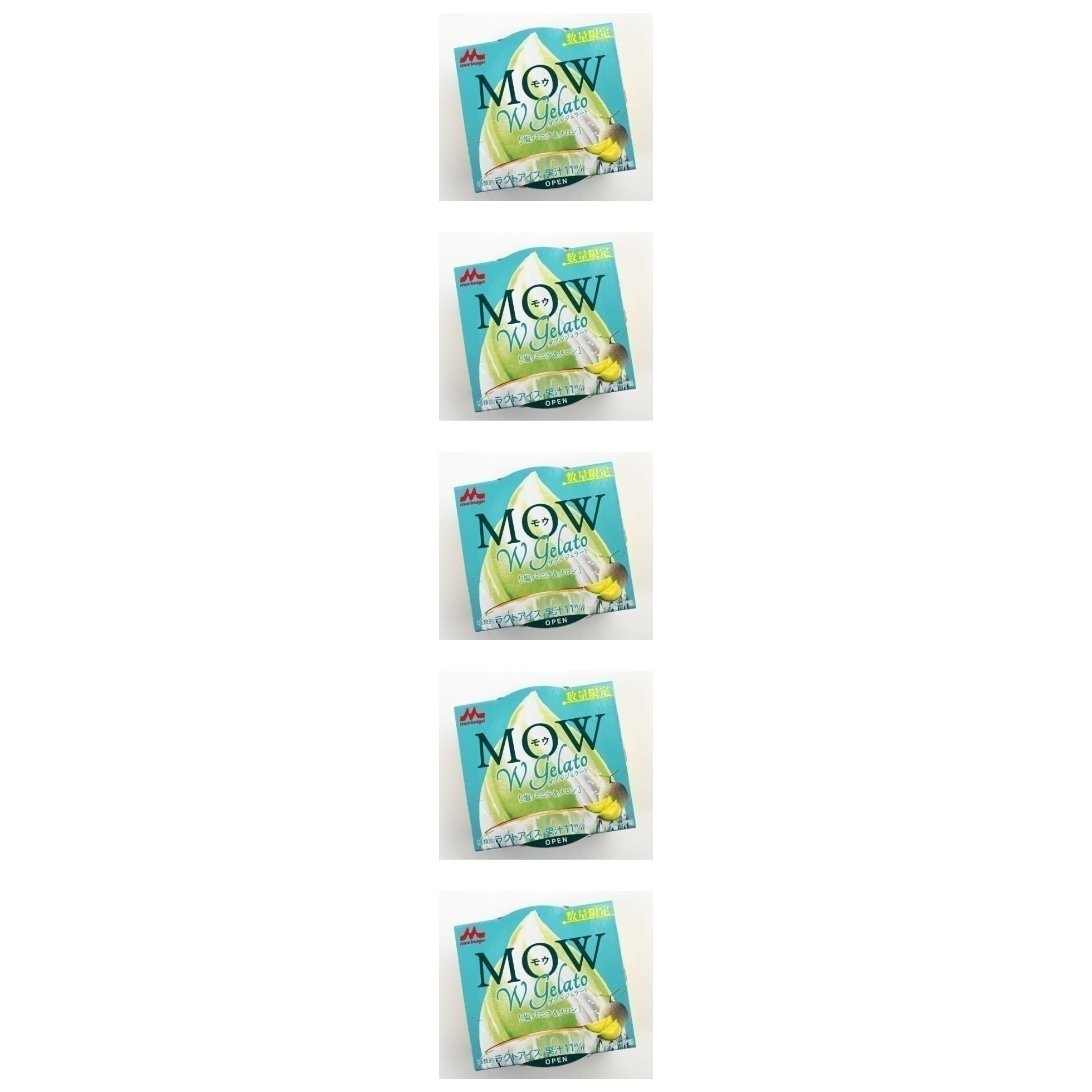 森永 MOW(モウ) Wジェラート 塩バニラ＆メロン 1個140ml×5個 冷凍 サタプラ 試してランキング アイスミルク バニラ メロン