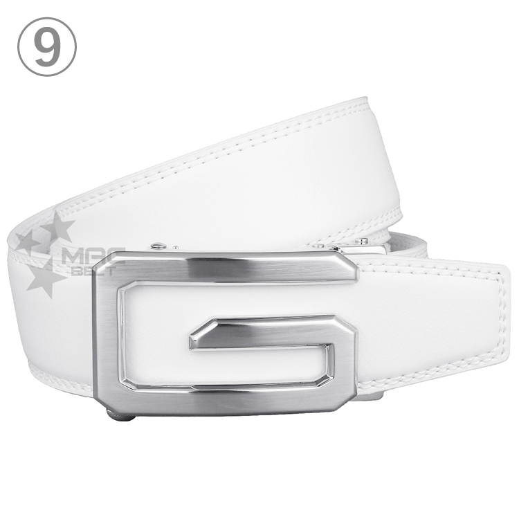 ベルト メンズ ゴルフ 穴なし 白 ゴルフベルト 無段階 ブランド オート
