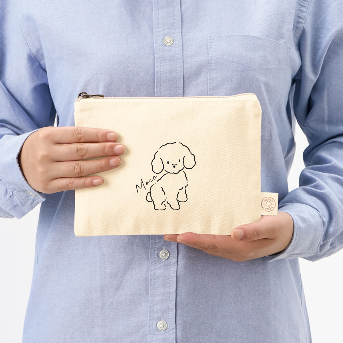 デザインA】手書風 わんちゃん 犬 犬柄 ポーチ 名入れ イラスト ペット