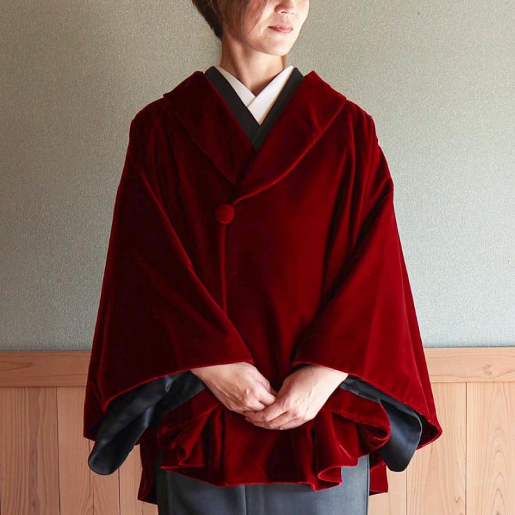 最上級 ベルベット 和装 ケープ ポンチョ マント 創世舎 日本製 ヘチマ