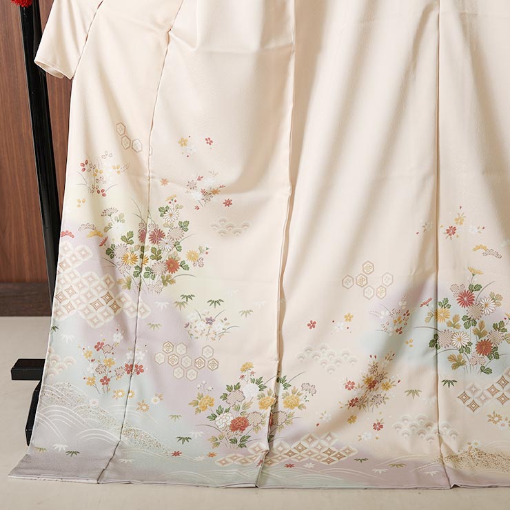 着物 訪問着 洗える 仮絵羽仕立て オーダー 東レシルック 花暦 乙女色