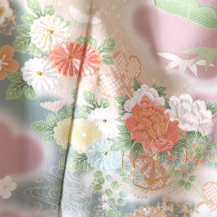 仮絵羽仕立て訪問着] オーダー 訪問着 琳派調 古典紋様 (藤ピンク) 袷