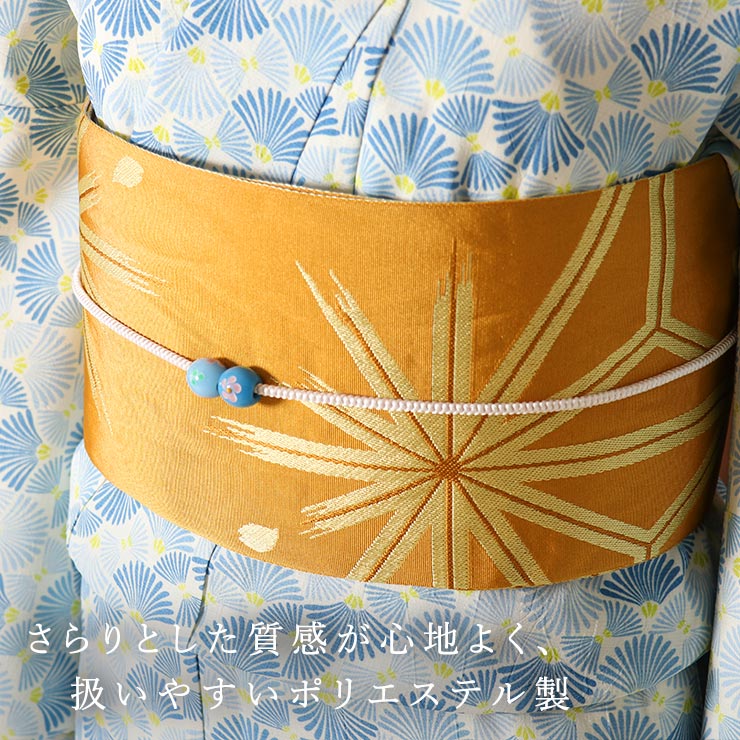 【ゆかた帯】嵐山よしむら麻の葉・桜/オレンジ色系【浴衣】【半幅帯】 半巾帯 細帯 破れ麻の葉に桜（オレンジ）半幅帯 浴衣 夏きもの