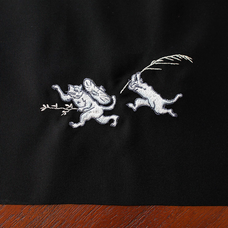 撫松庵 日本製 洗える 刺繍 半衿 半襟 猫獣戯画 105-173-550 88