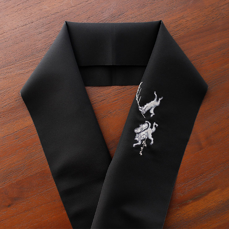 撫松庵 日本製 洗える 刺繍 半衿 半襟 猫獣戯画 105-173-550 88