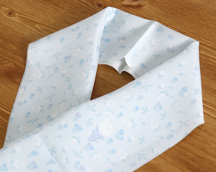 撫松庵 「撫松庵」半衿(正絹) - 福寿草(薄ブルー) - 水色 小紋柄 絹100