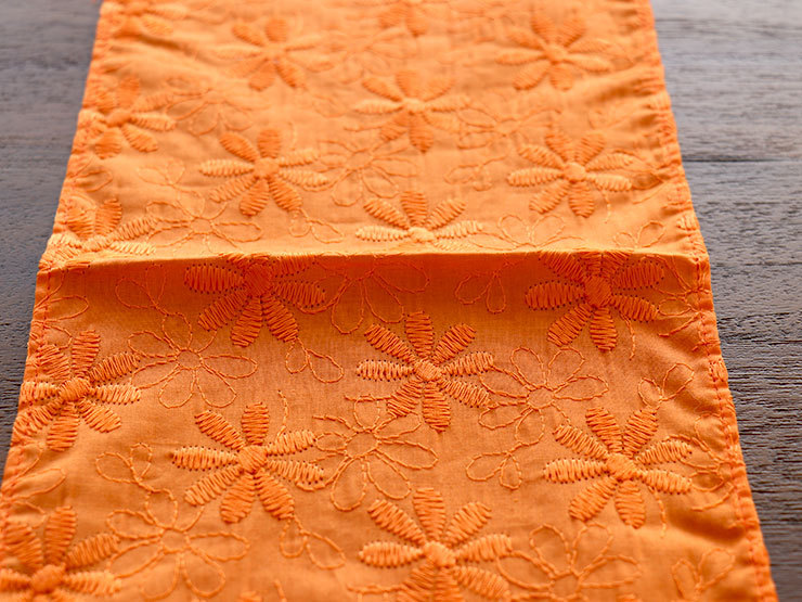特別価格] 夏用 半衿 遊々庵 花刺繍 オレンジ 半襟 ビビットカラー 花 