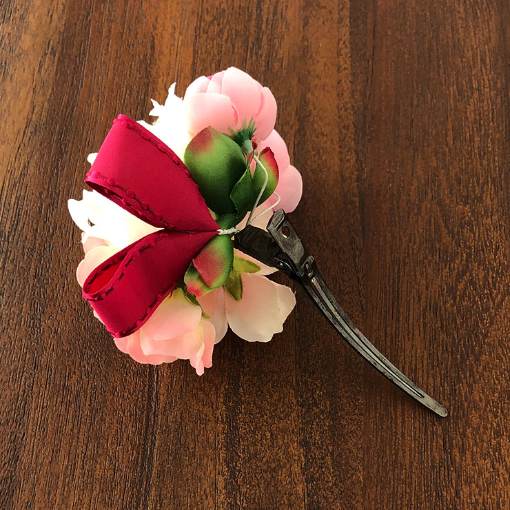 特別価格】七五三 髪飾り 子供 クリップ 芍薬 薔薇 オフシロ 三つ身