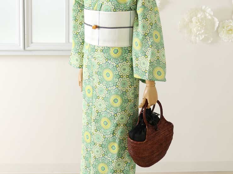 撫松庵 （夏）巾着 籠バック 丸型アタバック（コゲチャ 100-378