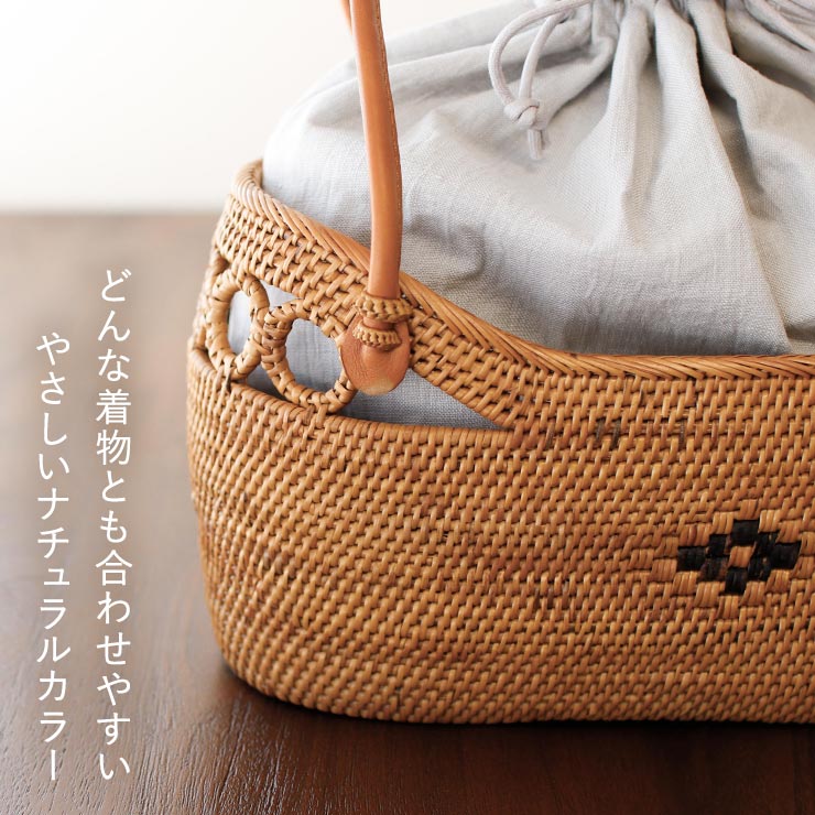 [天然素材] 巾着 カゴバッグ 夏バッグ ワン...の詳細画像5