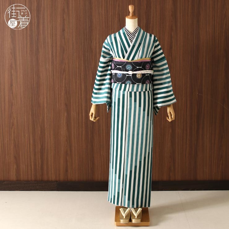 洗える着物撫松庵小紋縞袷