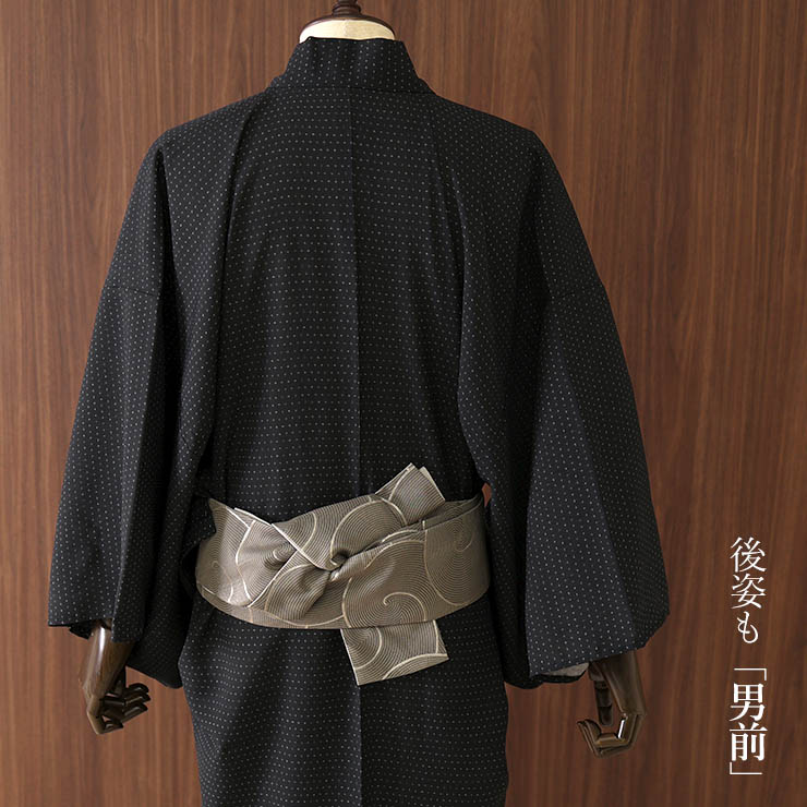街着屋オリジナル] 洗える ゆかた 十字絣 蚊絣 (黒) M L クロ ブラック