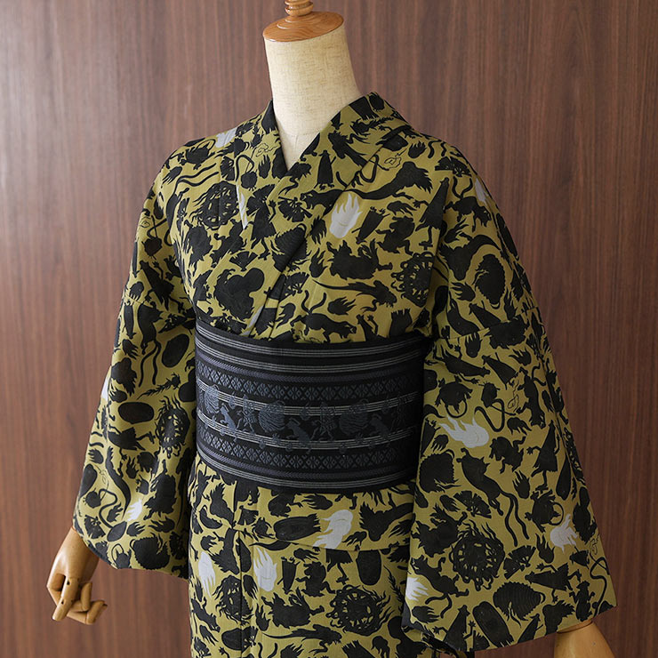 撫松庵　麻　菊透かし柄　半幅帯　黒 撫松庵 [撫松庵] 半幅帯 細帯 妖怪献上 (105-302-007 88黒色