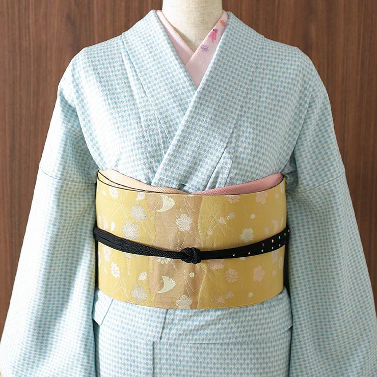 洗える 半巾帯 ] 細帯 織 吹き寄せ 芥子 東レ シルック リバーシブル
