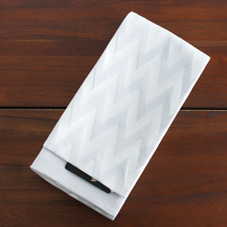 細帯 シェブロン ストライプ オフ白×薄グレー（103-302-001-85