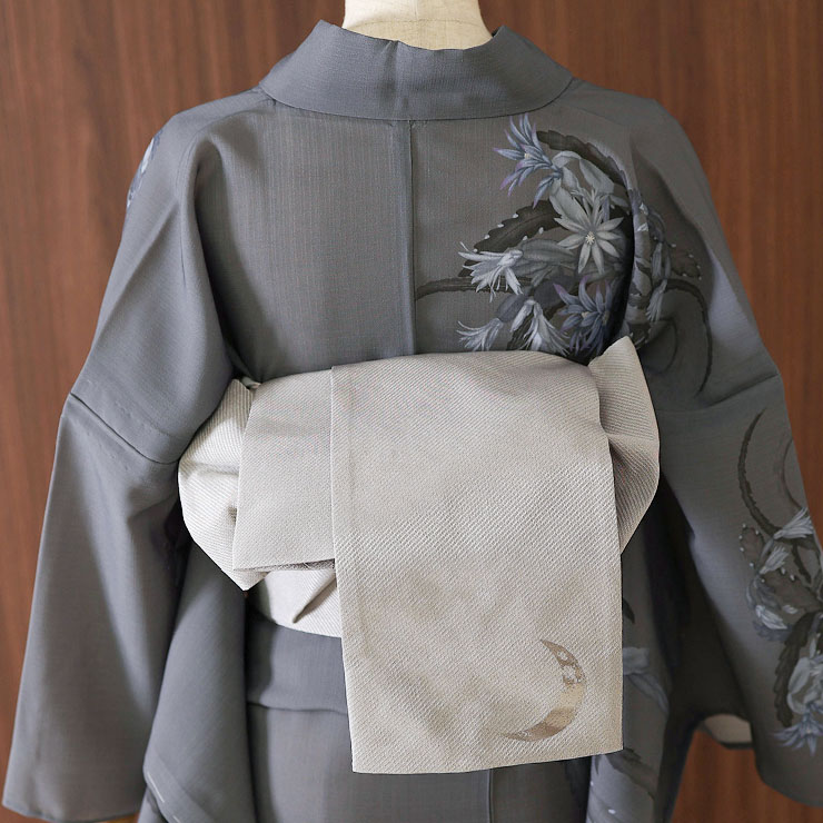 な*】様 撫松庵　半幅帯 撫松庵] 半幅帯 細帯 月 (105-302-006 85 グレー ) 日本製 灰色