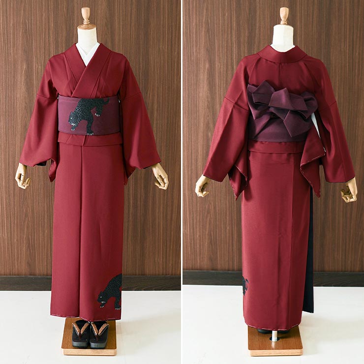 赤地 金色刺繍 袋帯 きもの 帯 和服 和装 おしゃれ 六通 リメイク