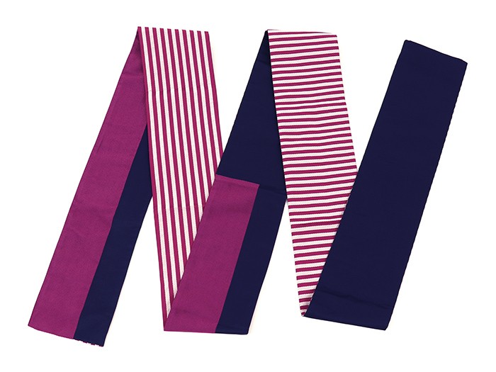 【撫松庵】大柄幾何模様とストライプ・ドット等リバーシブル半幅帯 撫松庵】大柄幾何模様とストライプ・ドット等リバーシブル半幅帯 撫松